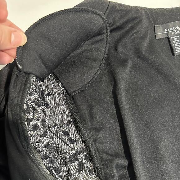 R&M Richards 2 Pcs White Black Lace-like Evening Dress + Jacket, Size 12 Petite - Picture 10 of 12